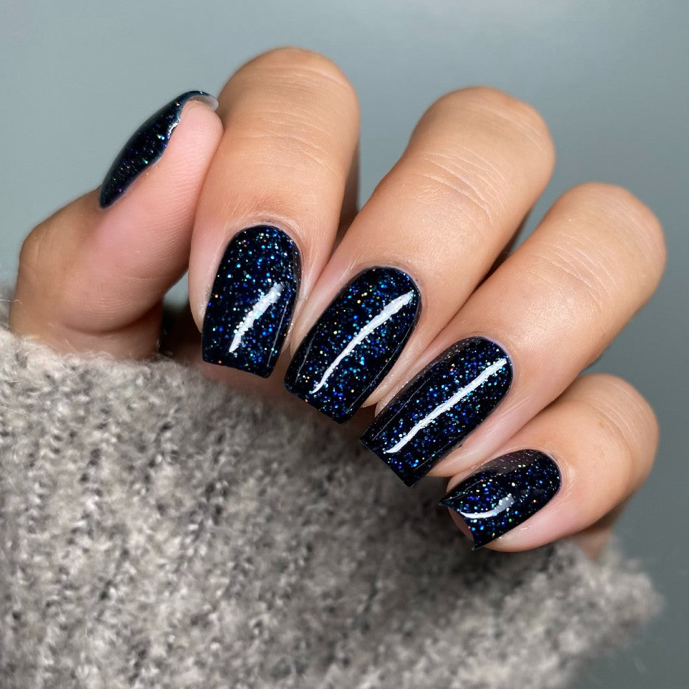 Nail Art with Navy Metallic Glitter